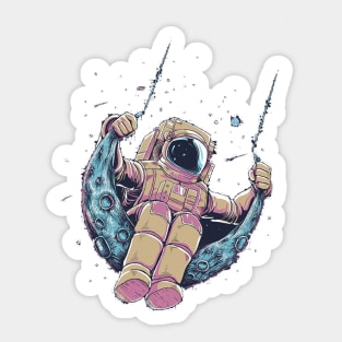 Astronaut in moon swing Sticker